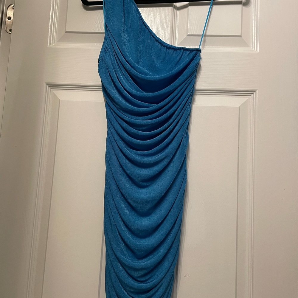 Lioness Blue One-Shoulder Dress Small